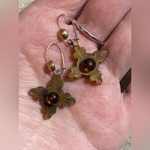 1900’s Antique Cross Gold Filled Wire Dangle Earrings